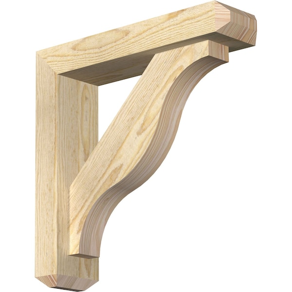 Ekena Millwork Funston Craftsman Rough Sawn Bracket w/ Offset Brace, Douglas Fir, 4"W x 16"D x 16"H BKT0402X16X16FST04RDF - main